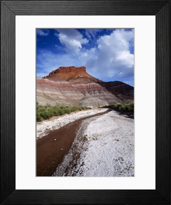 Framed Print : Alkaline-encrusted streambed near Old Paria Townsite in Grand Staircase Escalante National Monument