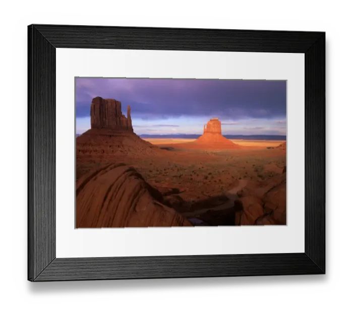 Framed Print : USA, Utah, Monument Valley, Late afternoon light colors the rock formations