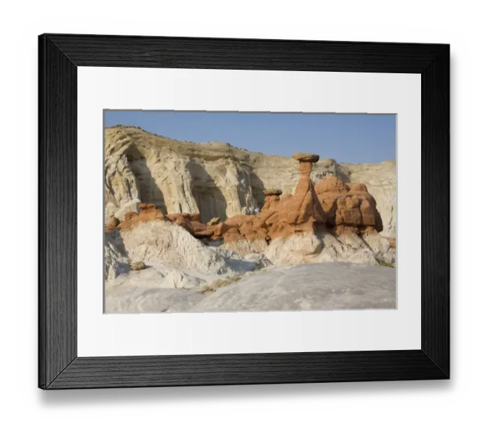 Framed Print : Utah, Grand Staircase Escalante NM, The Toadstools, an area of Entrada sandstone columns