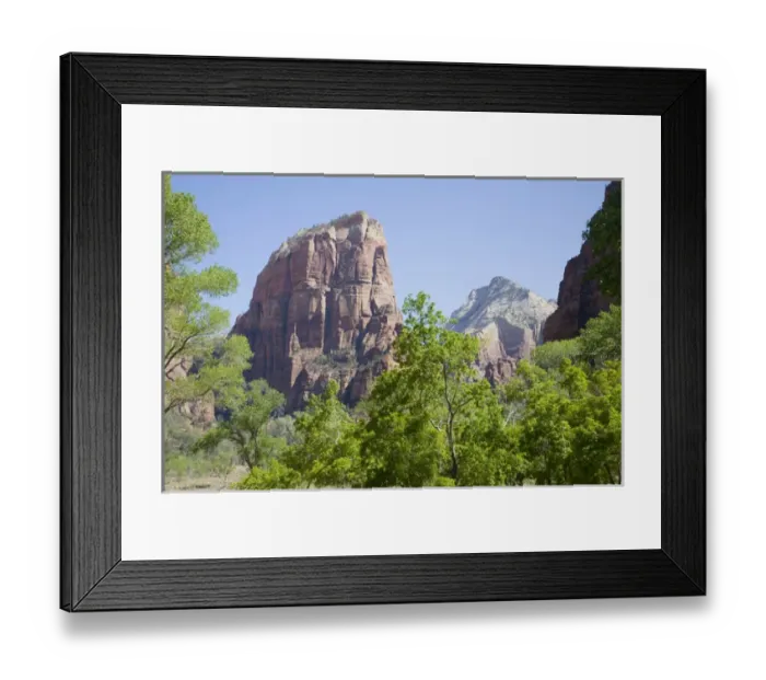 Framed Print : Utah, Zion National Park, Angels Landing, towers 1488 feet above the canyon floor