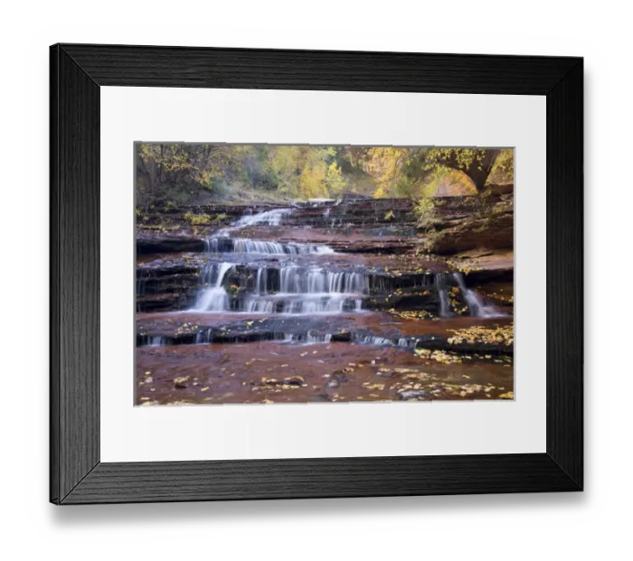 Framed Print : UT, Zion National Park, Waterfall, Left Fork of North Creek Framed Print : UT, Zion National Park, Waterfall, Left Fork of North Creek