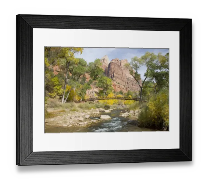 Framed Print : UT, Zion National Park, Zion Canyon, Virgin River, with colorful Cottonwood trees Framed Print : UT, Zion National Park, Zion Canyon, Virgin River, with colorful Cottonwood trees