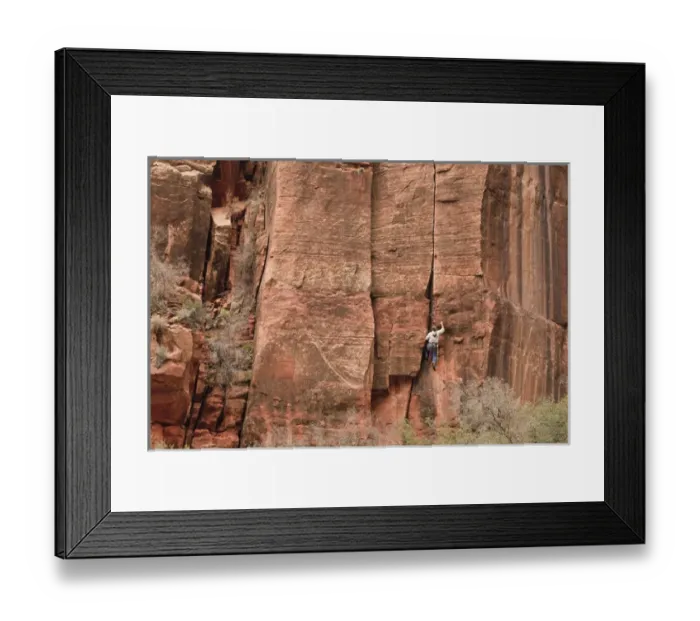 Framed Print : USA, Utah, Zion National Park, climber near Weeping Rock Framed Print : USA, Utah, Zion National Park, climber near Weeping Rock