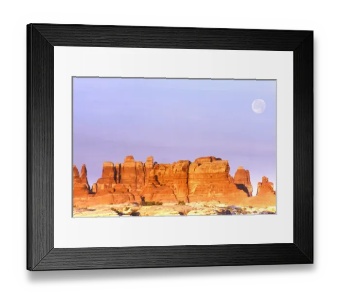Framed Print : USA, Utah, Canyonlands NP, Full Moon Over The Needles Framed Print : USA, Utah, Canyonlands NP, Full Moon Over The Needles