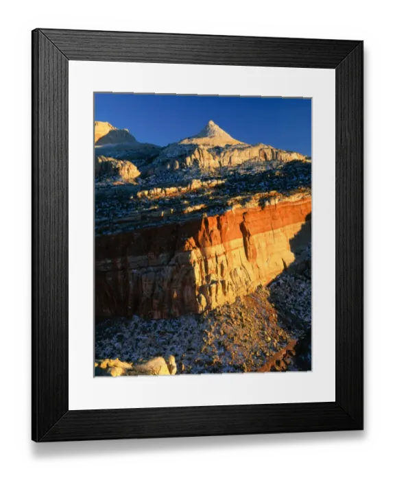 Framed Print : CAPITOL REEF NATIONAL PARK, UTAH. USA. Ferns Nipple above cliffs. View from above Grand Wash Framed Print : CAPITOL REEF NATIONAL PARK, UTAH. USA. Ferns Nipple above cliffs. View from above Grand Wash