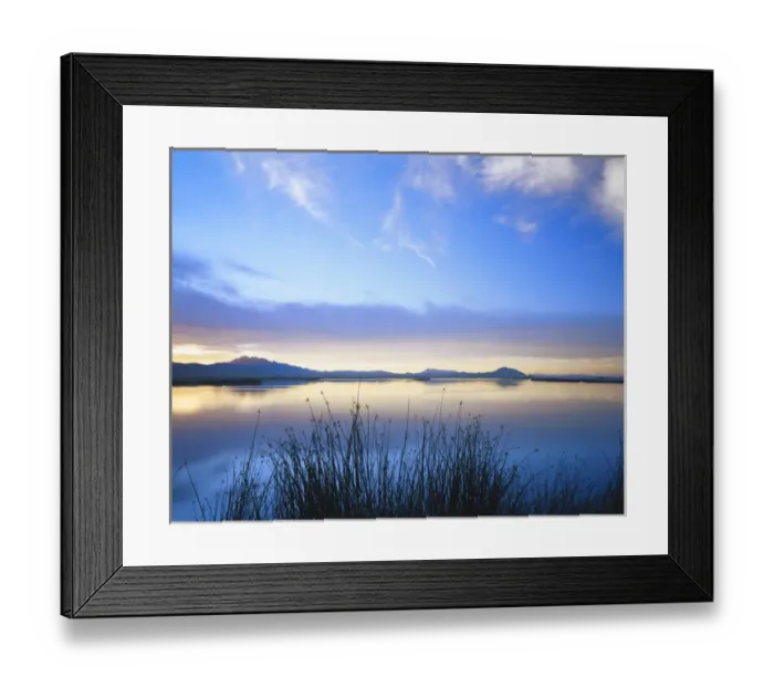 Framed Print : USA, Utah, Cache Valley, Great Basin, Cutler Reservoir on Bear River covered with cirrus fibratus