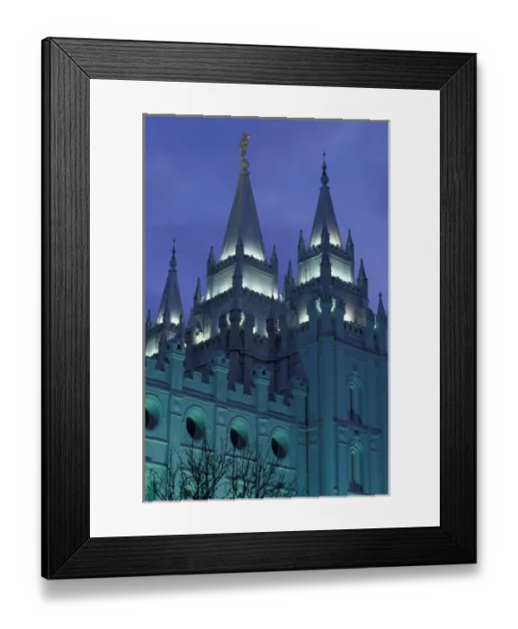 Framed Print : USA, Utah, Salt Lake City, Temple Square, Mormon Temple at dawn