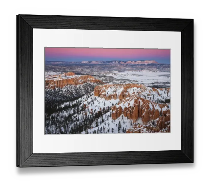 Framed Print : USA, Utah, Bryce Canyon National Park. Bryce Amphitheater from Bryce Point dusk, winter Framed Print : USA, Utah, Bryce Canyon National Park. Bryce Amphitheater from Bryce Point dusk, winter