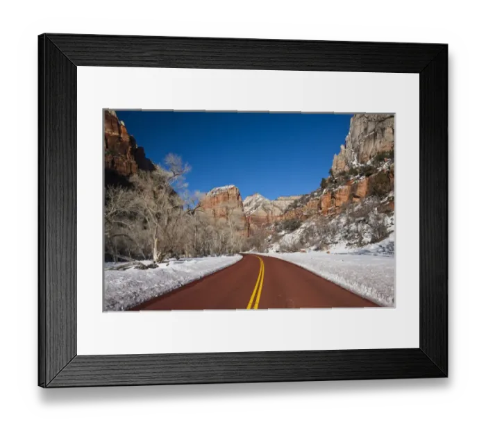 Framed Print : USA, Utah, Zion National Park. Zion Canyon Scenic Drive, winter Framed Print : USA, Utah, Zion National Park. Zion Canyon Scenic Drive, winter