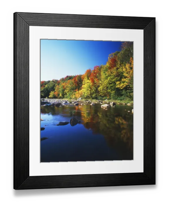 Framed Print : USA, Vermont, Autumn trees reflected in Deerfield River Framed Print : USA, Vermont, Autumn trees reflected in Deerfield River