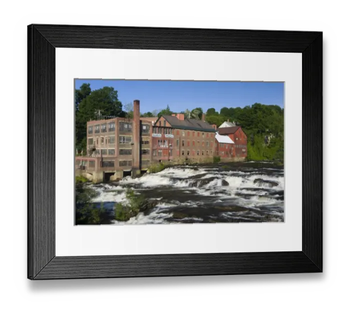 Framed Print : Mill buildings on the Black River in Springfield, Vermont Framed Print : Mill buildings on the Black River in Springfield, Vermont