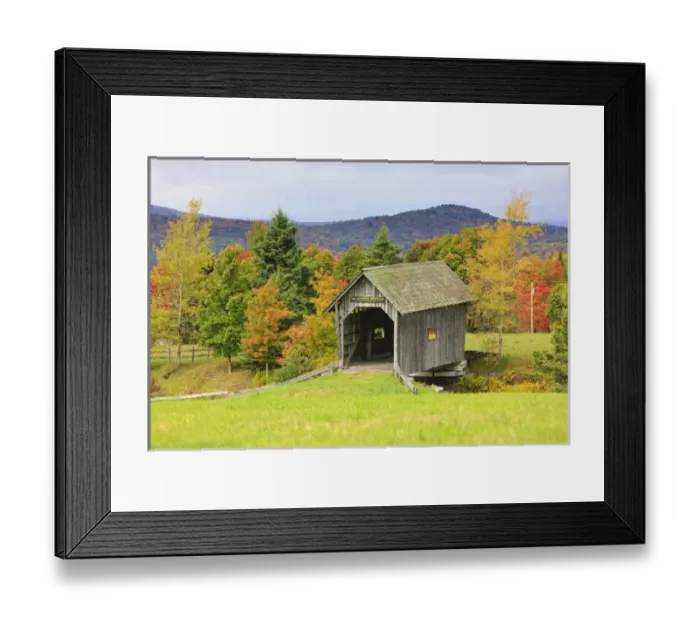 Framed Print : The Foster Covered Bridge in Cabot, Vermont