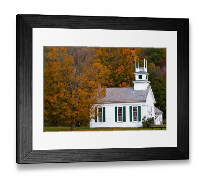 Framed Print : USA, Vermont, Arlington, Autumn view of The Chapel on the green Framed Print : USA, Vermont, Arlington, Autumn view of The Chapel on the green