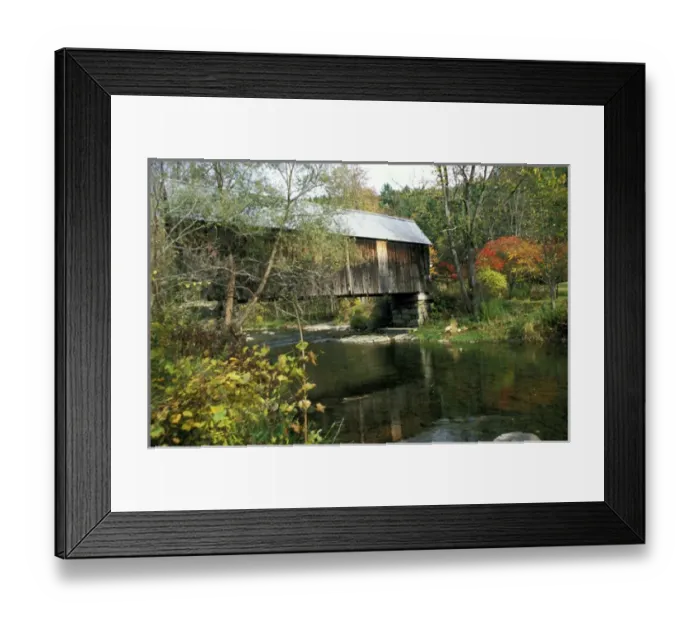 Framed Print : North America, United States, Vermont, Turnbridge. Flint covered bridge