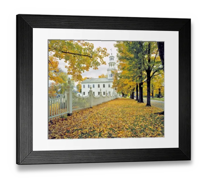 Framed Print : USA, Vermont, Bennington. Amidst fallen fall foliage stands this lovely white church in Bennington Framed Print : USA, Vermont, Bennington. Amidst fallen fall foliage stands this lovely white church in Bennington