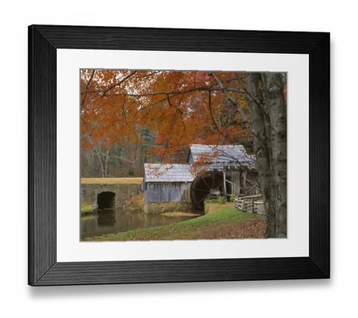 Framed Print : USA, Virginia, Blue Ridge Parkway, Autumn at Mabry Mill