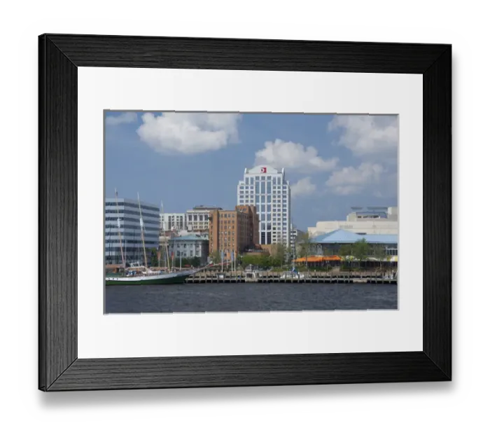 Framed Print : Virginia, Norfolk, Waterside Marina. Port are skyline view of Norfolk Framed Print : Virginia, Norfolk, Waterside Marina. Port are skyline view of Norfolk