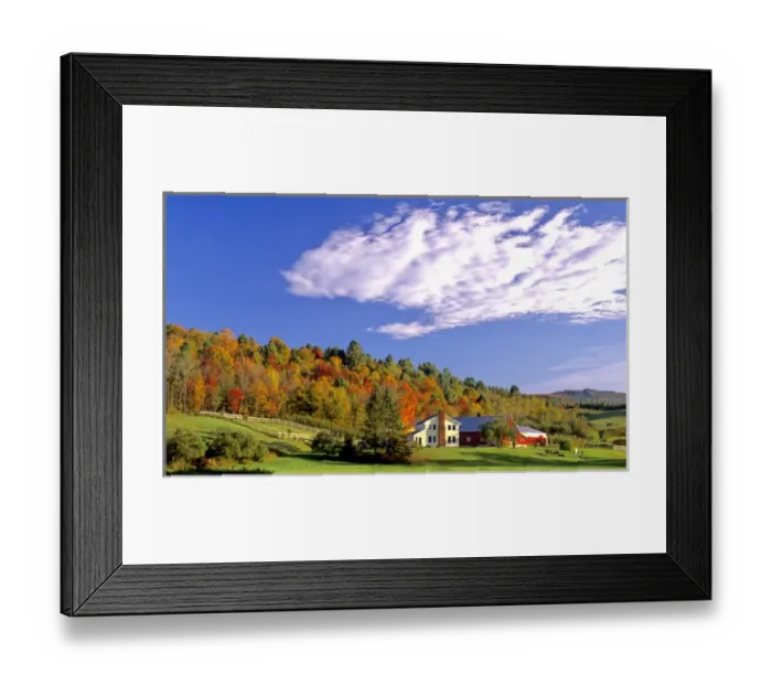 Framed Print : USA, Vermont, Waitsfield. A farm is lit by the evening sun Framed Print : USA, Vermont, Waitsfield. A farm is lit by the evening sun