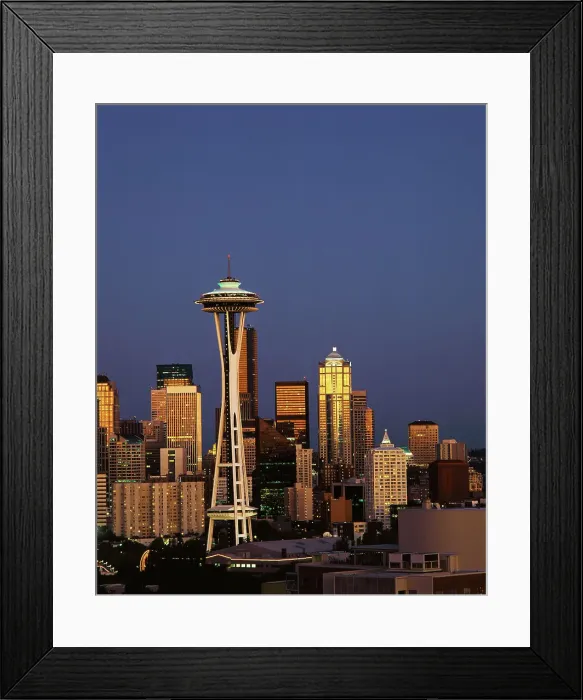 Framed Print : USA, Washington State, Seattle, Space needle at dusk Framed Print : USA, Washington State, Seattle, Space needle at dusk