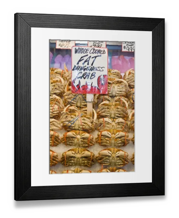 Framed Print : North America; USA; Washington; Seattle; Pike Place Market, Fresh Dungeness Crab On Ice Framed Print : North America; USA; Washington; Seattle; Pike Place Market, Fresh Dungeness Crab On Ice