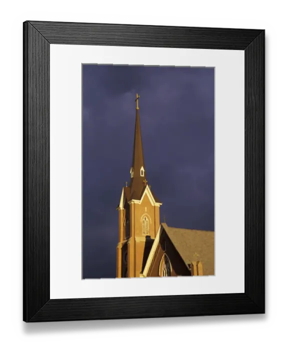 Framed Print : North America, USA, WA, Walla Walla St. Patrick Church at sunset