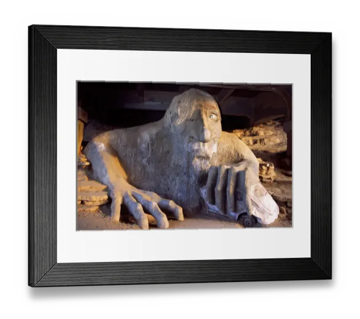 Framed Print : USA, Washington, Seattle. Fremont Troll is 18ft ferroconcrete sculpture Aurora Bridge