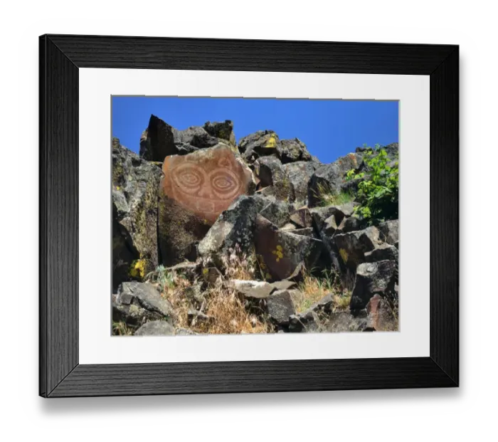 Framed Print : USA, Washington, Columbia River Gorge. She Who Watches or Tsagaglalal petroglyph Framed Print : USA, Washington, Columbia River Gorge. She Who Watches or Tsagaglalal petroglyph