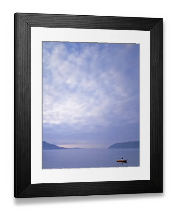 Framed Print : USA, Washington, Orcas Island, Sailboat at dawn in Doe Bay Framed Print : USA, Washington, Orcas Island, Sailboat at dawn in Doe Bay