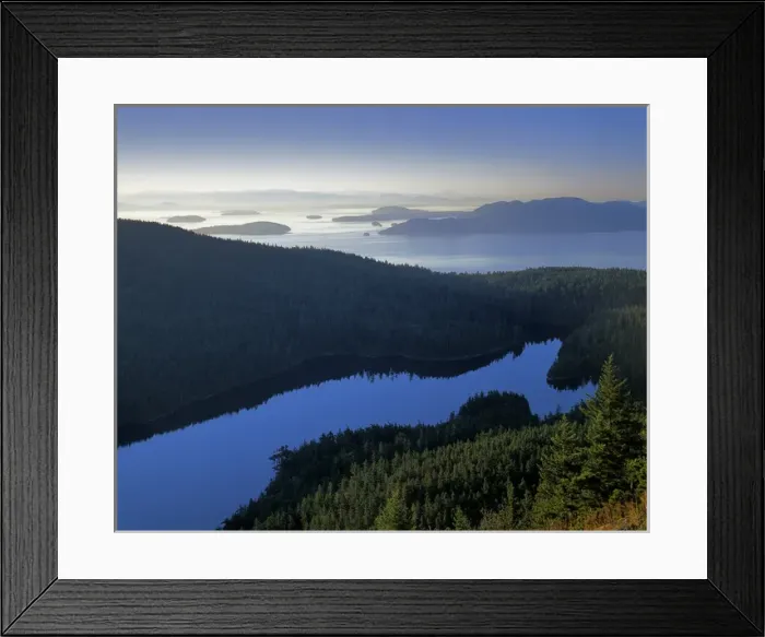 Framed Print : USA, Washington, Orcas Island, Moran State Park, Twin Lakes and Rosario Strait from Mt Framed Print : USA, Washington, Orcas Island, Moran State Park, Twin Lakes and Rosario Strait from Mt