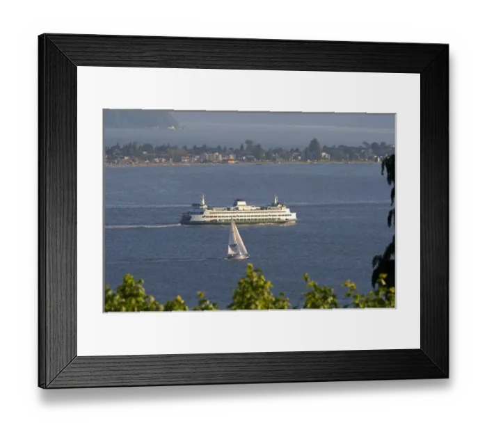 Framed Print : Washington State Ferry Boat in Elliott Bay at Seattle, Washington Framed Print : Washington State Ferry Boat in Elliott Bay at Seattle, Washington