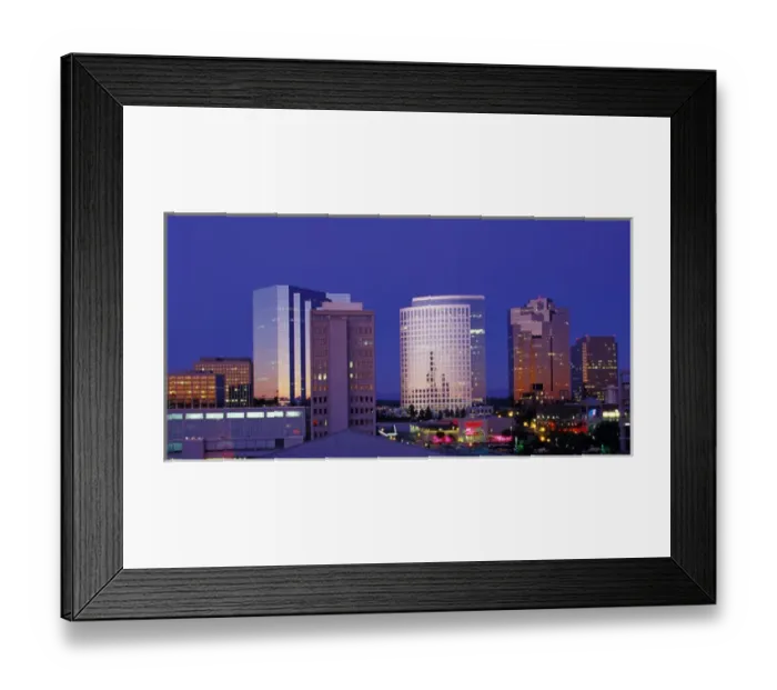 Framed Print : N. A. USA, Washington, Bellevue. Downtown city skyline at dusk