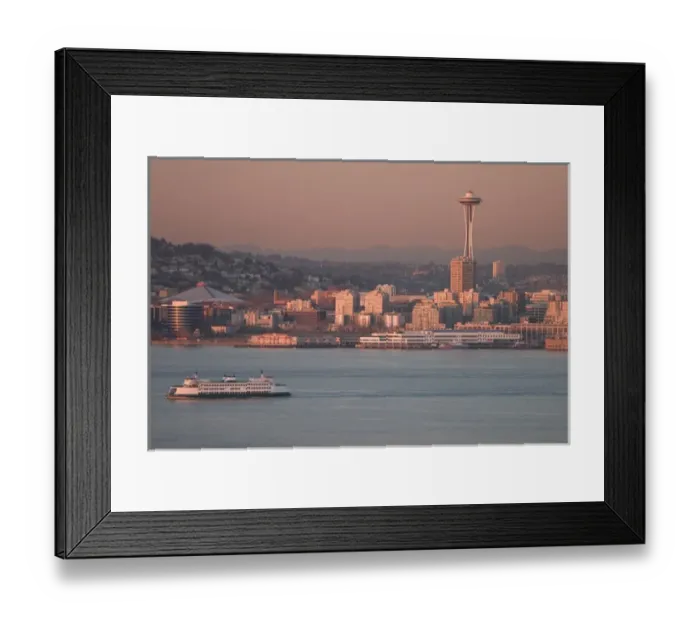 Framed Print : USA, Washington, Seattle waterfront, Cascade mountains in the background Framed Print : USA, Washington, Seattle waterfront, Cascade mountains in the background