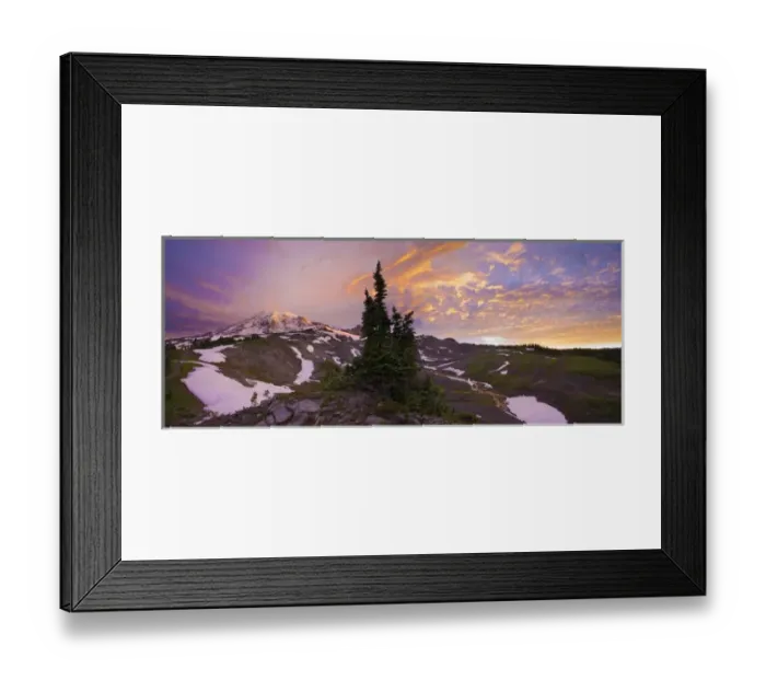 Framed Print : USA, Mt. Rainier National Park, Washington. Panorama at sunrise with Mt. Rainier