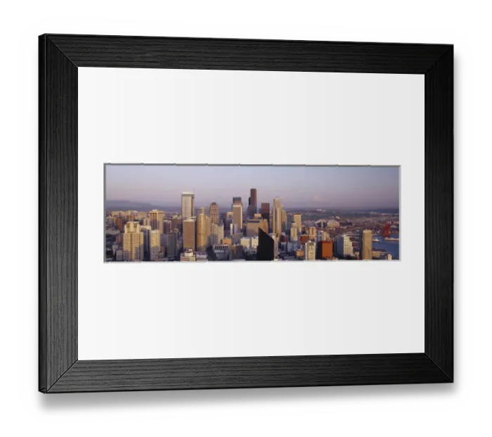 Framed Print : Downtown Seattle, Mt. Rainier in the background in the evenig light, Seattle, WA
