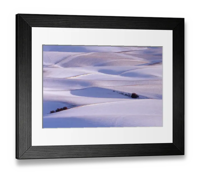 Framed Print : View from Steptoe Butte of rolling hills covered in winter snow in Whitman County