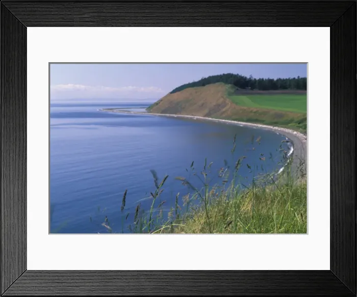 Framed Print : NA, USA, Washington, Whidbey Island Beach and bluff at Ebeys Landing National
