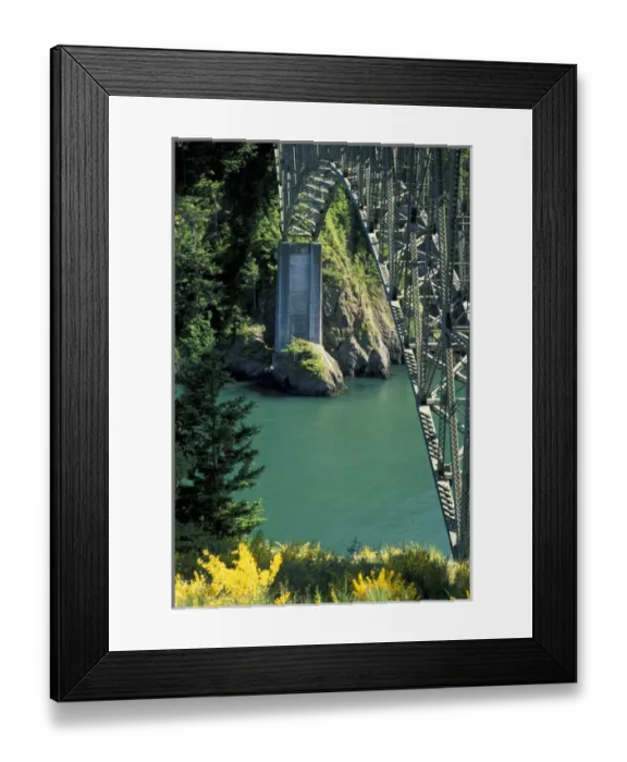 Framed Print : NA, USA, Washington, Whidbey Island Deception Pass Bridge, connecting Whidbey