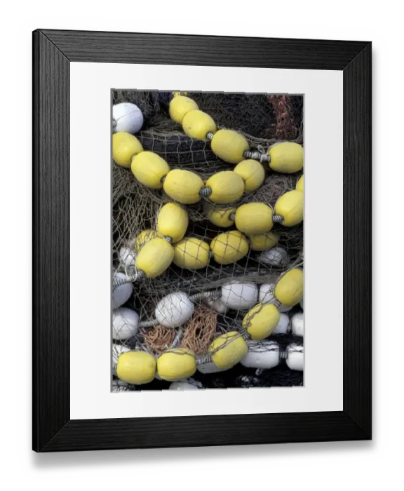 Framed Print : NA, USA, Washington, Seattle Fishing net and floats at Fishermens Terminal