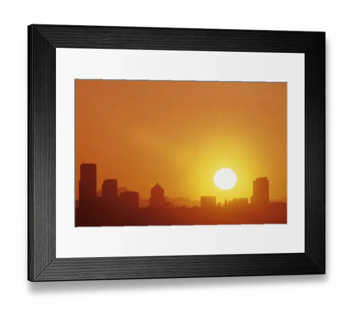 Framed Print : Seattle skyline at sunset, viewed from Bellevue, Washington Framed Print : Seattle skyline at sunset, viewed from Bellevue, Washington