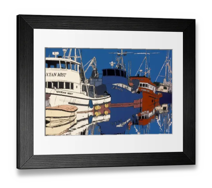 Framed Print : USA, Washington, Seattle, Fishermens Terminal Digital enhancement of fishing