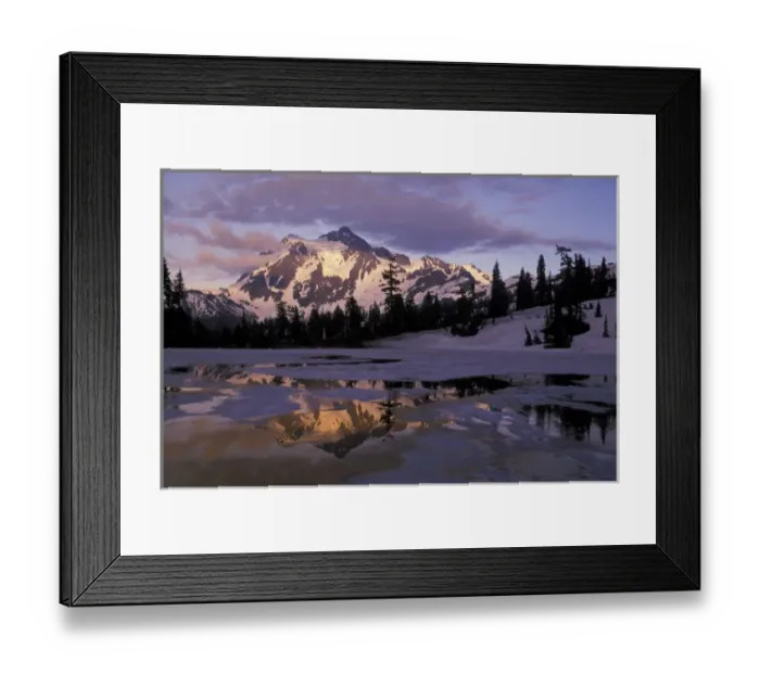 Framed Print : USA, WA, Mt Baker Recreation Area. Mount Shuksan and partially melted out Picture Lake