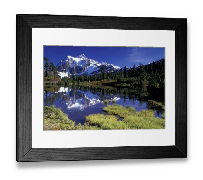Framed Print : USA, WA, Heather Meadows RA. Mount Shuksan reflected in Picture Lake Framed Print : USA, WA, Heather Meadows RA. Mount Shuksan reflected in Picture Lake