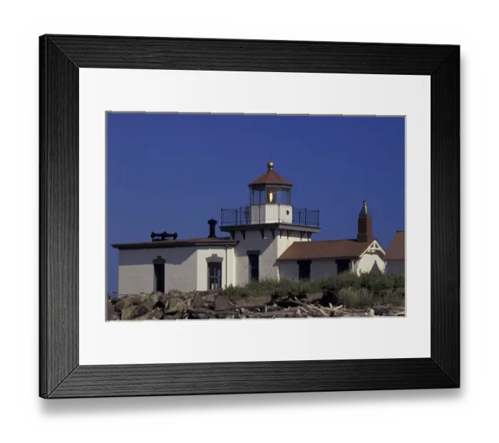 Framed Print : USA, Washington State, Seattle. West Point Lighthouse, established 1881, Summer