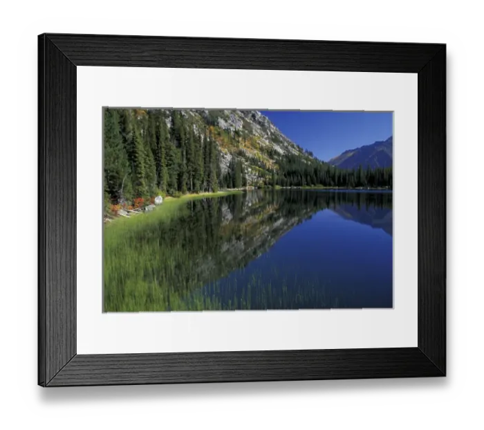 Framed Print : North America, USA, WA, Alpine Lakes Wilderness Lake Stuart, shoreline reflections Framed Print : North America, USA, WA, Alpine Lakes Wilderness Lake Stuart, shoreline reflections