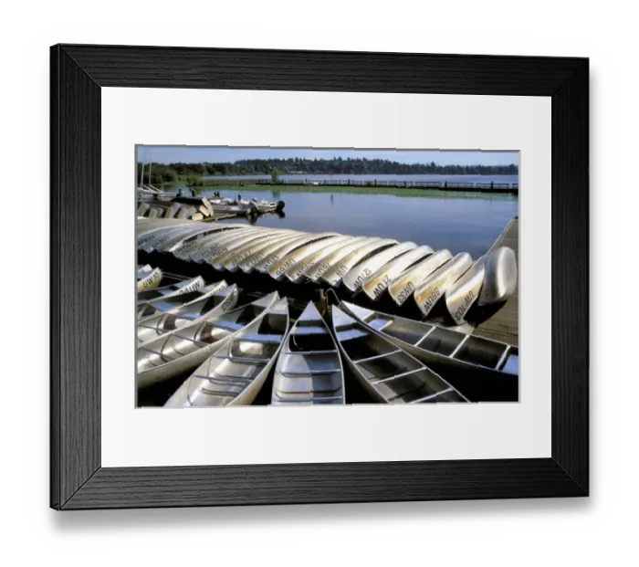 Framed Print : North America, USA, Washington State, Seattle, Lake Washington. Canoes for rent Framed Print : North America, USA, Washington State, Seattle, Lake Washington. Canoes for rent