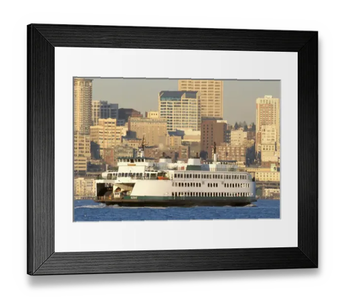 Framed Print : North America, USA, Washington State, Seattle. Washington State Ferry Kitsap crossing