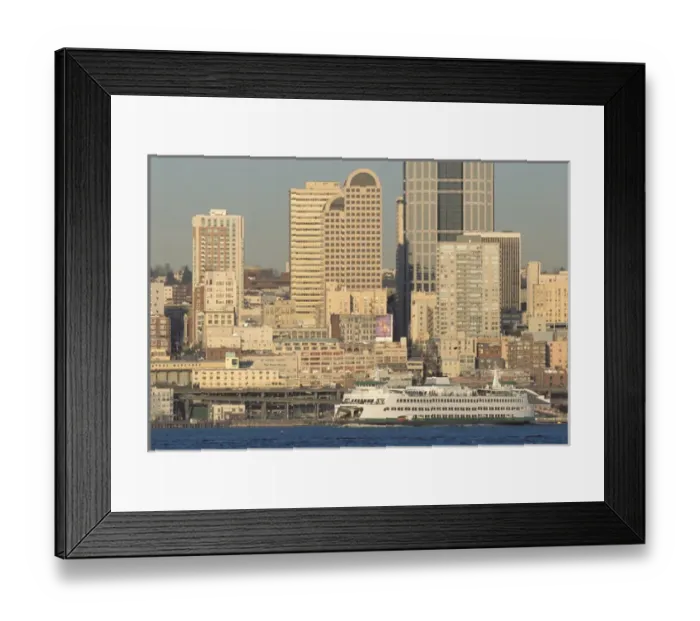 Framed Print : North America, USA, Washington State, Seattle. Washington State Ferry Wenatchee crossing