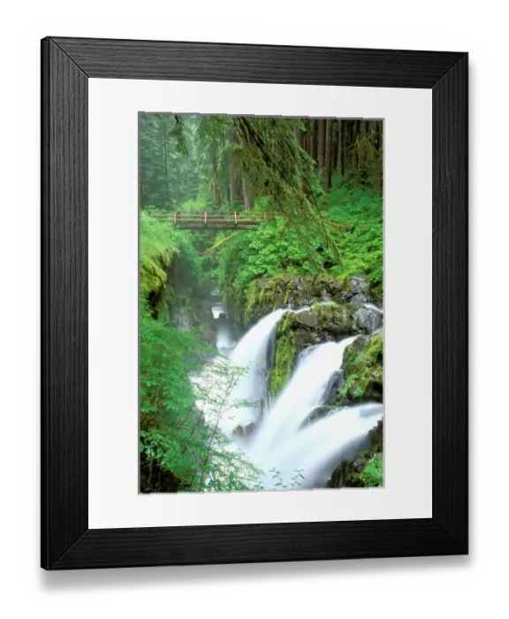 Framed Print : North America, USA, Washington State, Olympic National Park. Sol Duc Falls and bridge