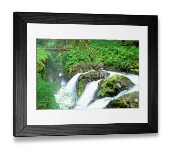 Framed Print : North America, USA, Washington State, Olympic National Park. Sol Duc Falls and bridge