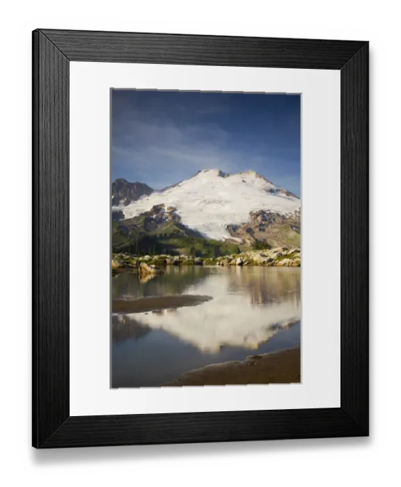 Framed Print : WA, Mt. Baker NRA, Mt. Baker reflected in tarn near Park Butte